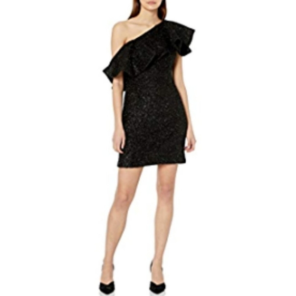 NWT HALSTON HERITAGE 1 SHOULDER METALLIC DRESS 14 - Picture 1 of 6